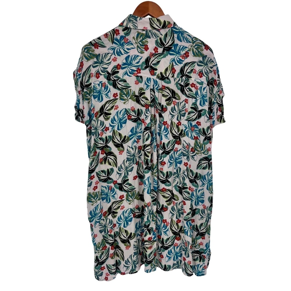 Lost + Wander Tropical Monstera Floral Rayon Button Down Dress M/L Vacation - Picture 2 of 10